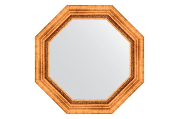 Зеркало настенное в багетной раме EVOFORM Octagon BY 3785, римское золото 66.6х66.6 см