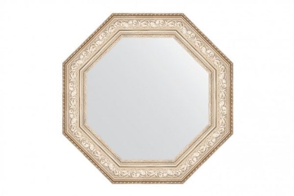 Зеркало настенное в багетной раме EVOFORM Octagon BY 7387, виньетка серебро 75х75 см