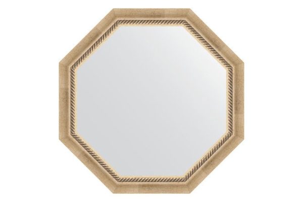 Зеркало настенное в багетной раме EVOFORM Octagon BY 3756, состаренное серебро с плетением 73.2х73.2 см