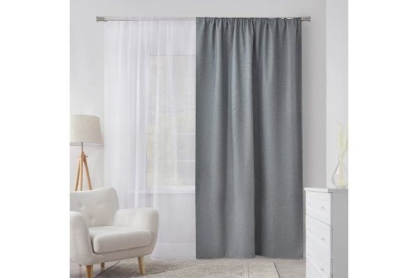 Штора на ленте MICASA Stella 180х280 см, 1 шт., цвет серый