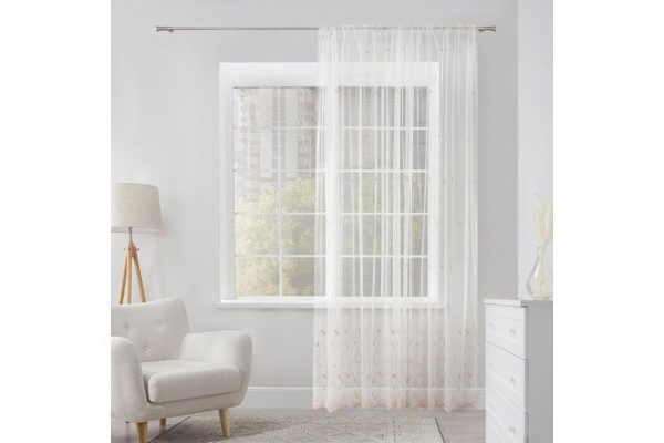 Тюль на ленте ESTUDI BLANCO Polly 300х280 см, 1 шт., цвет белый, пудровый
