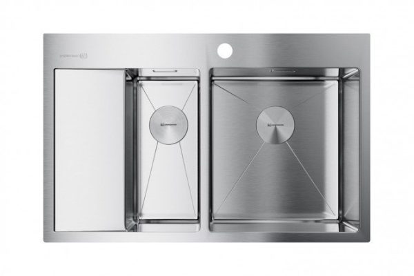 Мойка врезная с крылом OMOIKIRI Akisame 78-2-IN-R 4973063, нержавеющая сталь 78х51х20 см