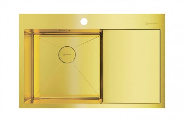 Мойка врезная с крылом OMOIKIRI Akisame 78-LG-L 4973085, светлое золото 78х51х20 см