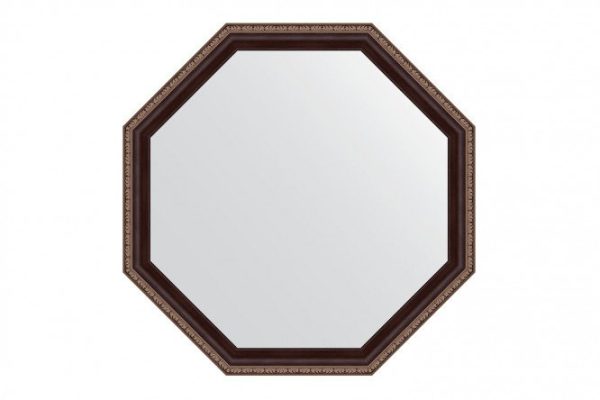 Зеркало настенное в багетной раме EVOFORM Octagon BY 7397, махагон с орнаментом 64х64 см
