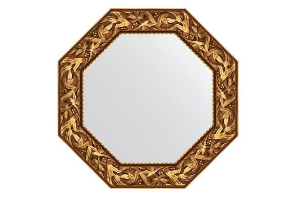 Зеркало настенное в багетной раме EVOFORM Octagon BY 3830, византия золото 68.8х68.8 см