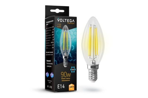 Лампа светодиодная VOLTEGA Crystal Candle Graphene 9W, E14, Тёплый свет