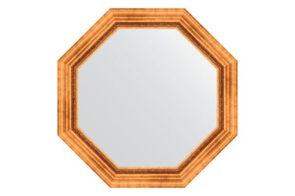 Зеркало настенное в багетной раме EVOFORM Octagon BY 3786, римское золото 76.6х76.6 см