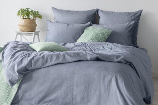 Комплект постельного белья Melange Indigo Хлопок 180х215 см, 2 спальный