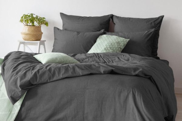 Комплект постельного белья Sateen Graphite Хлопок 148х215 см, 1,5 спальный