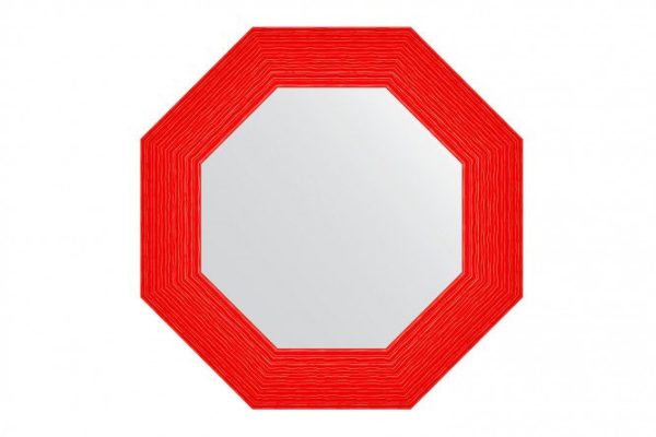 Зеркало настенное в багетной раме EVOFORM Octagon BY 3883, красная волна 57х57 см