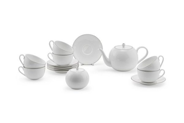 Чайный сервиз EVIO Silver 6 перс., 14 предм., Фарфор