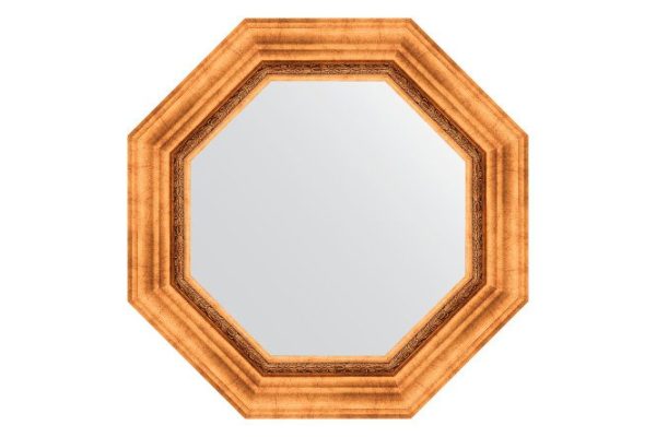 Зеркало настенное в багетной раме EVOFORM Octagon BY 3784, римское золото 56.6х56.6 см