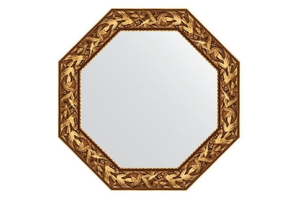 Зеркало настенное в багетной раме EVOFORM Octagon BY 3831, византия золото 78.8х78.8 см