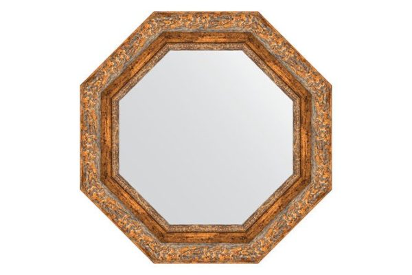 Зеркало настенное в багетной раме EVOFORM Octagon BY 3778, виньетка античная бронза 55.4х55.4 см