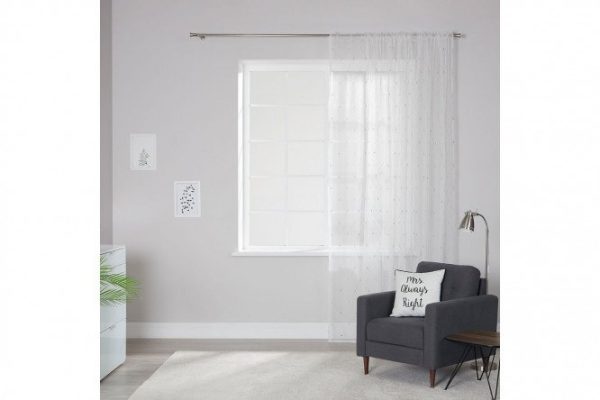 Тюль на ленте ESTUDI BLANCO Oriane 300х280 см 300х280 см, 1 шт., цвет белый, серебряный