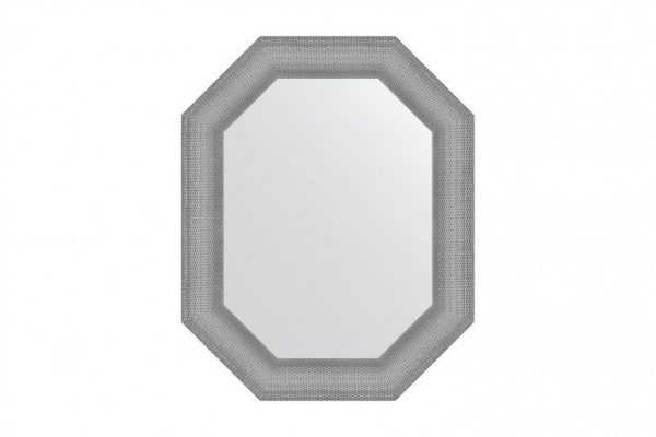Зеркало настенное в багетной раме EVOFORM Polygon BY 7290, серебряная кольчуга 61х76 см