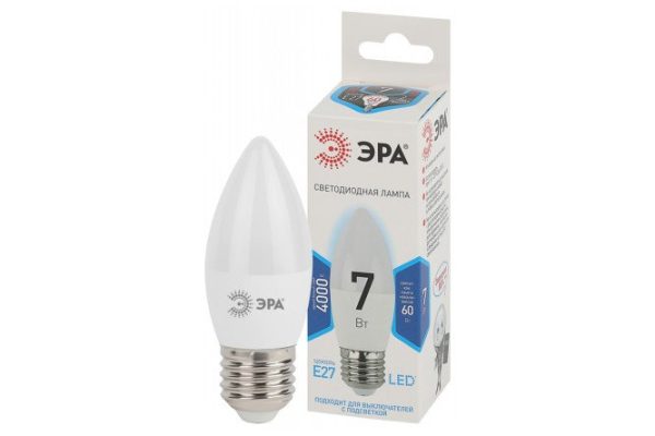 Лампа светодиодная ЭРА Std led B35-7W-840-E27 7W, E27, Естественный