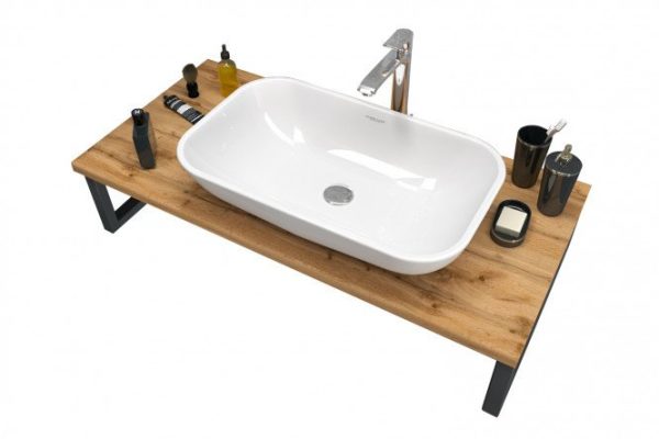 Столешница 1Marka Grunge Loft 100 см, цвет дуб Вотан, чёрный