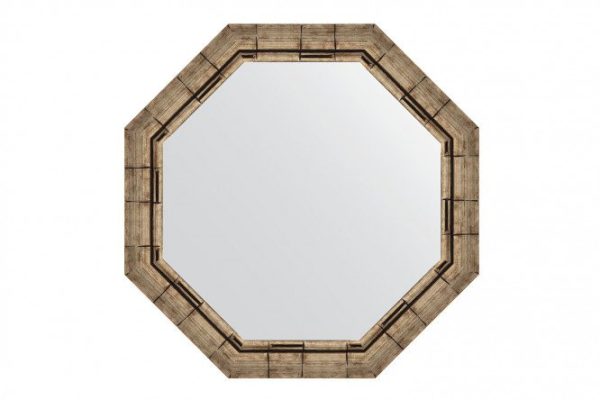 Зеркало настенное в багетной раме EVOFORM Octagon BY 7323, серебряный бамбук 68х68 см