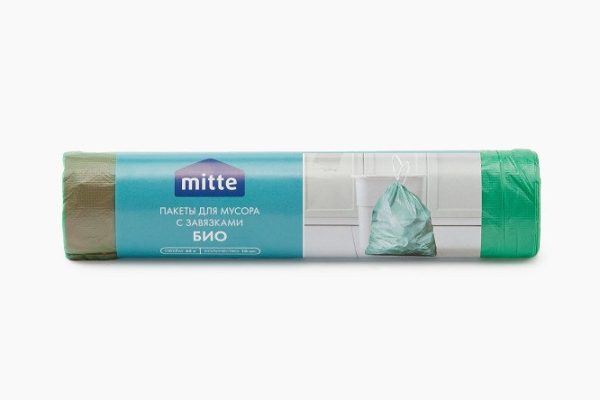Пакеты для мусора с завязками MITTE Био 65 л, 10 шт.