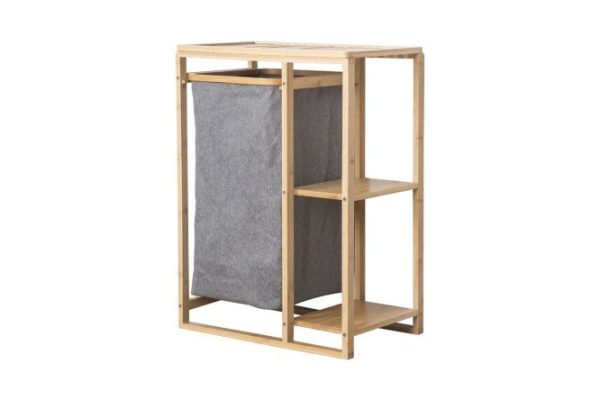 Этажерка BERKRAFT Bamboo с корзиной для белья 49x70x30 см