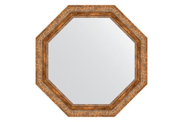 Зеркало настенное в багетной раме EVOFORM Octagon BY 3780, виньетка античная бронза 75.4х75.4 см