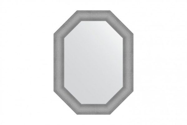 Зеркало настенное в багетной раме EVOFORM Polygon BY 7291, серебряная кольчуга 66х86 см