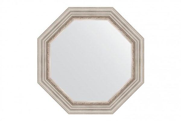 Зеркало настенное в багетной раме EVOFORM Octagon BY 7343, римское серебро 71х71 см