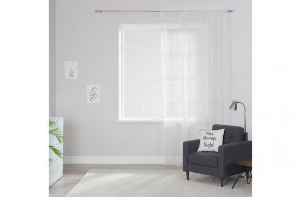 Тюль на ленте ESTUDI BLANCO Oriane 300х280 см, 1 шт., цвет белый, золотой