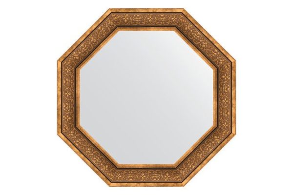 Зеркало настенное в багетной раме EVOFORM Octagon BY 3840, вензель бронзовый 79.4х79.4 см