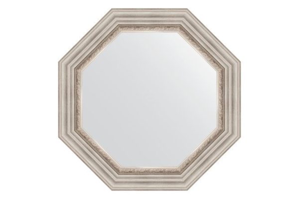 Зеркало настенное в багетной раме EVOFORM Octagon BY 3788, римское серебро 66.6х66.6 см
