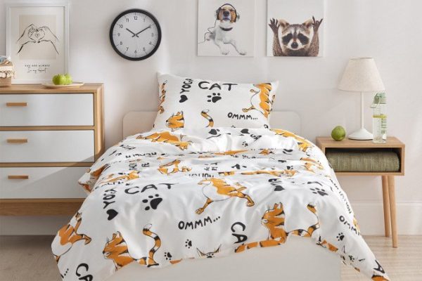 Комплект постельного белья MICASA Cat детский Сатин, 145х210 см