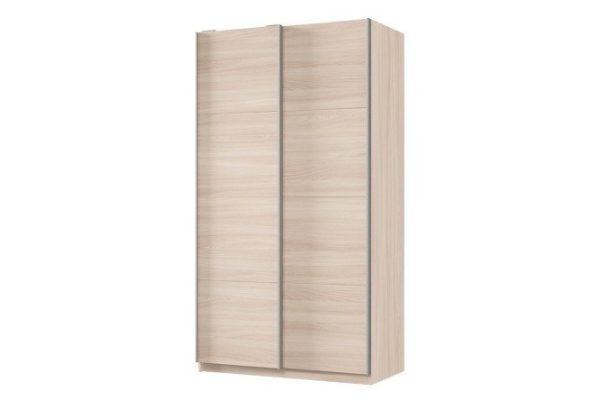 Шкаф-купе 2-дверный Практик 120х220х60 см, ясень шимо светлый, профиль серебро