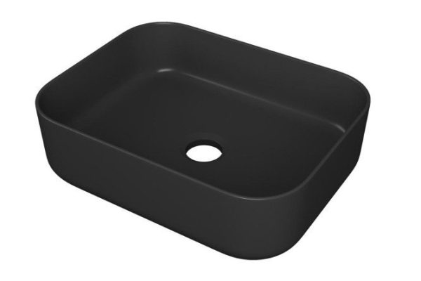 Умывальник накладной прямоугольный POINT Меркурий 50BM PN43832BM, чёрный матовый Накладная, 50х14х39 см