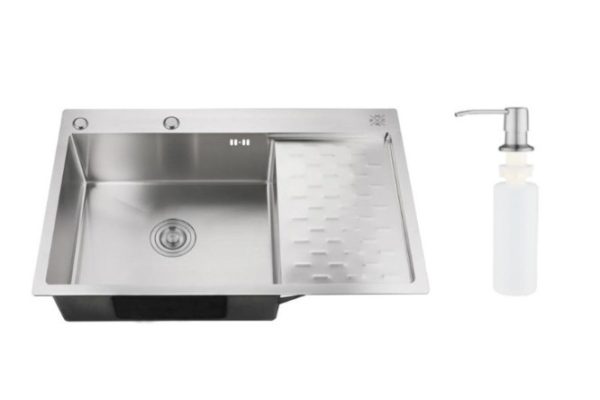 Мойка врезная с дозатором и крылом РМС MRK 8050L 80х50х18 см