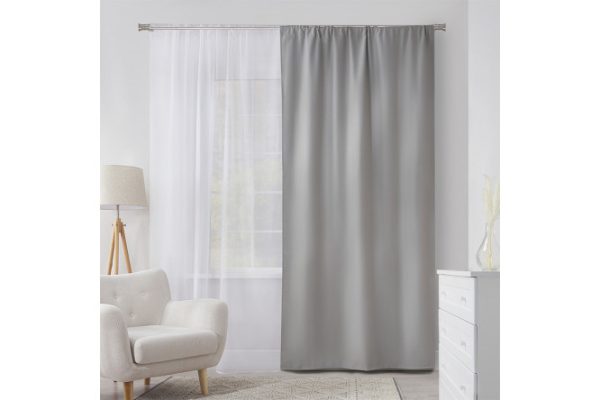 Штора MICASA Harper 145х260 см, 1 шт., цвет светло-серый