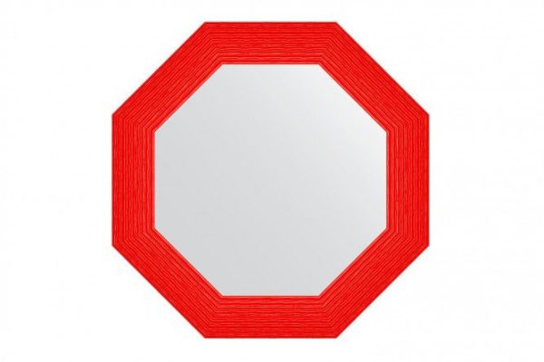 Зеркало настенное в багетной раме EVOFORM Octagon BY 3884, красная волна 67х67 см