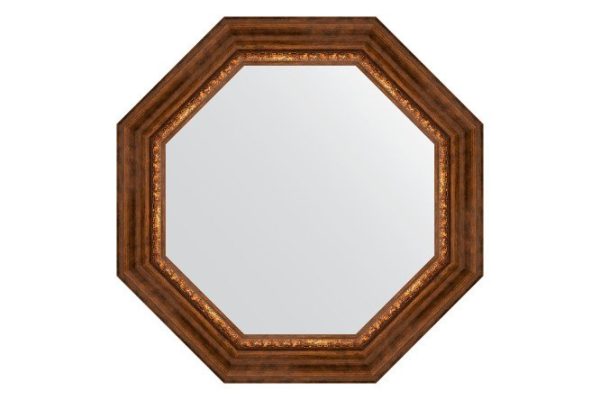 Зеркало настенное в багетной раме EVOFORM Octagon BY 3791, римская бронза 66.6х66.6 см