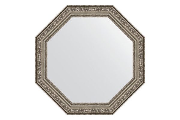 Зеркало настенное в багетной раме EVOFORM Octagon BY 3691, виньетка состаренное серебро 50.4х50.4 см