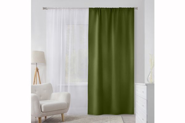 Штора на ленте MICASA Jacqueline 150х280 см, 1 шт., цвет зелёный