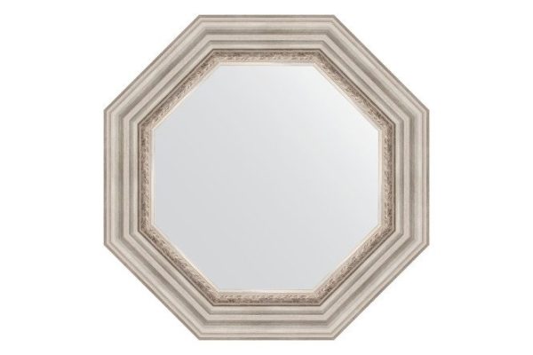 Зеркало настенное в багетной раме EVOFORM Octagon BY 3787, римское серебро 56.6х56.6 см