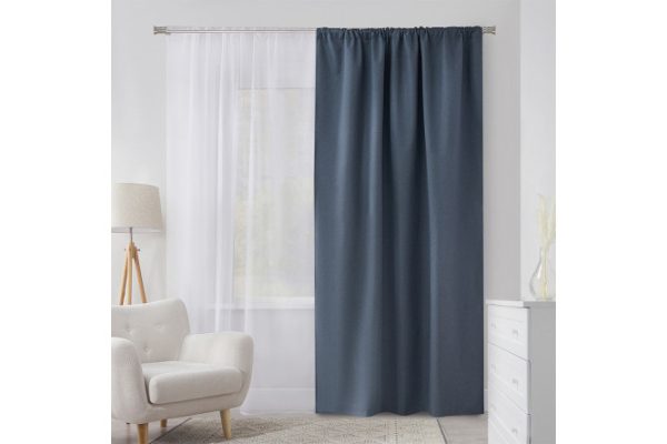 Штора на ленте ESTUDI BLANCO Mist 180х275 см, 1 шт., цвет серо-синий