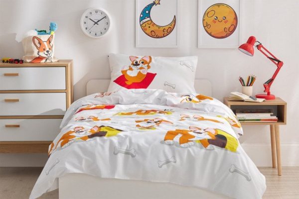 Комплект постельного белья MICASA Teens corgi Поплин, 145х215 см