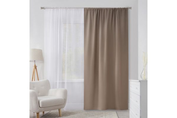 Штора на ленте MICASA Baudry 150х280 см, 1 шт., цвет кофейный