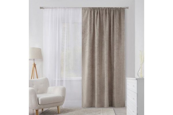 Штора на ленте MICASA Arabella 180х280 см, 1 шт., цвет бежево-серый