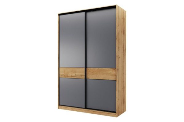 Шкаф-купе 2-дверный Slim 125x230x60 см, дуб Вотан, тёмно-серый