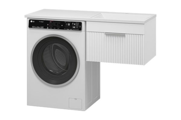 Тумба подвесная под стиральную машину Enfida 60 ENF-09060-011Я с 1 ящиком 56 см, цвет каркаса белый матовый, фасада белый матовый
