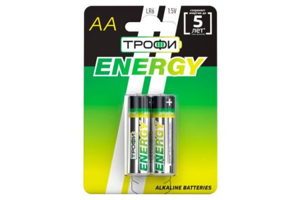 Батарейки ТРОФИ Energy Alkaline LR6-2BL AA, 2 шт.