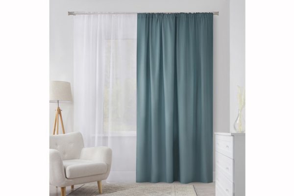 Штора на ленте MICASA Lorette 200х280 см, 1 шт., цвет бирюзовый