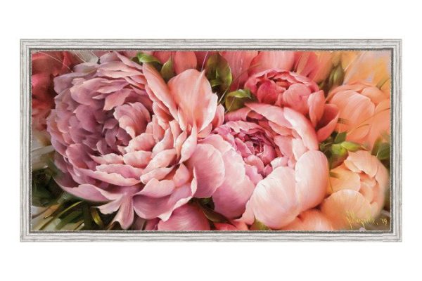 Репродукция в раме Королевские пионы 129х69 см